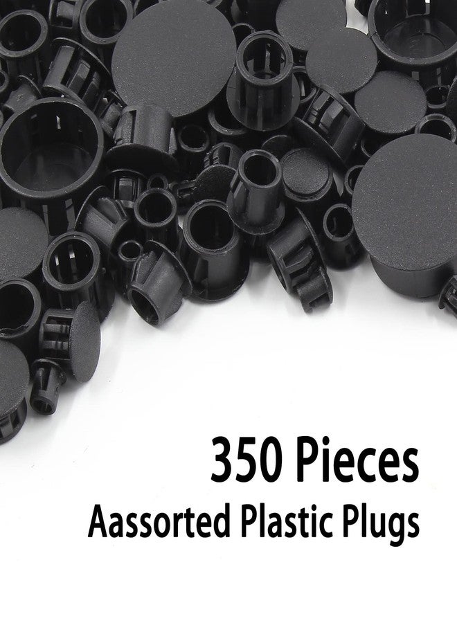 Suiwotin 350pcs 8 Sizes Plastic Hole Plugs Assortment, Flush Type Snap in Locking Tube Hole Plugs, 3/16", 1/4", 5/16", 3/8", 1/2", 5/8", 3/4", 1" Furniture Post Pipe Insert End Caps (Black) - Image 5